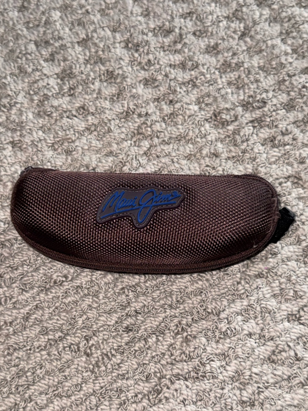 Maui Jim Textured Brown Sunglasses Case with Blue Logo Patch